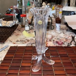 Cristal d'Arques Lead Crystal Footed Bud Vase Vintage Petal Details EUC